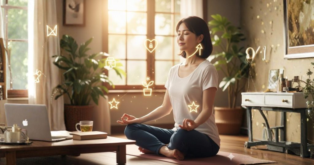 理想の出会いを実現する女性のマインドと日常習慣を表した図