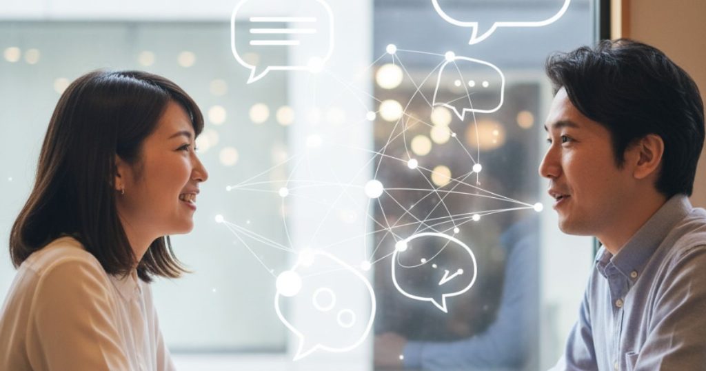 婚活で会話力と聞き方が評価を左右する理由を示す図